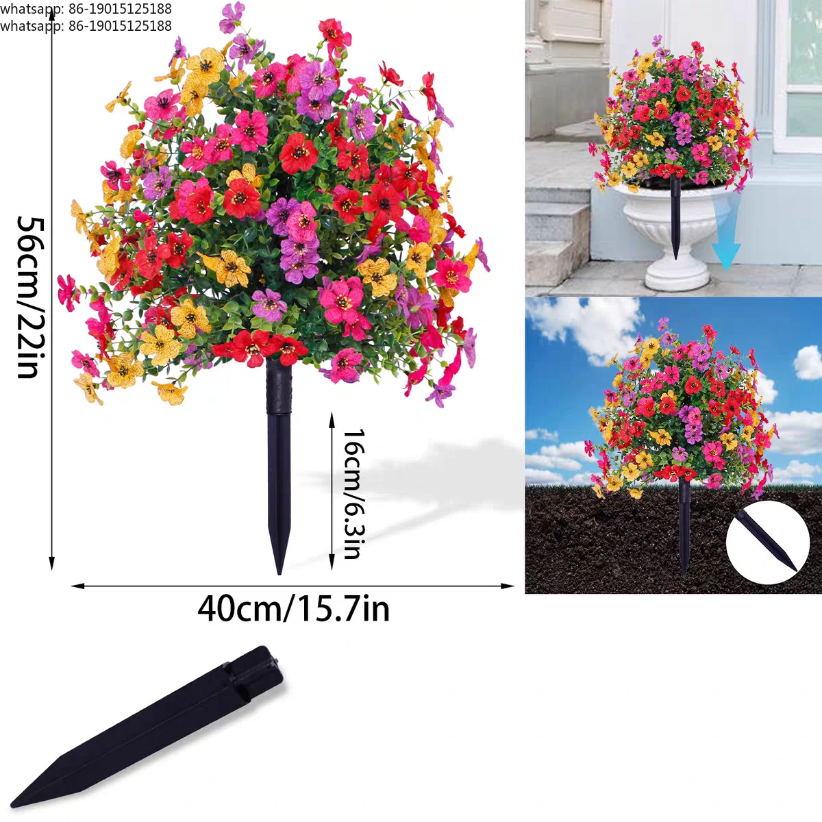 Artificial flower violet ground insert with ground nails garden decoration fake flower home decoration