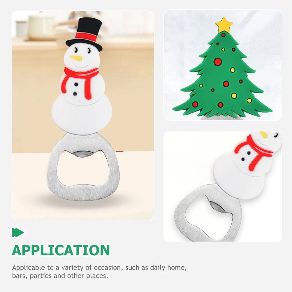 2 Pcs Bottle Opener Manual Beer Festival Portable Christmas Presents Tree Snowman Creative Stainless Steel Opening Tool