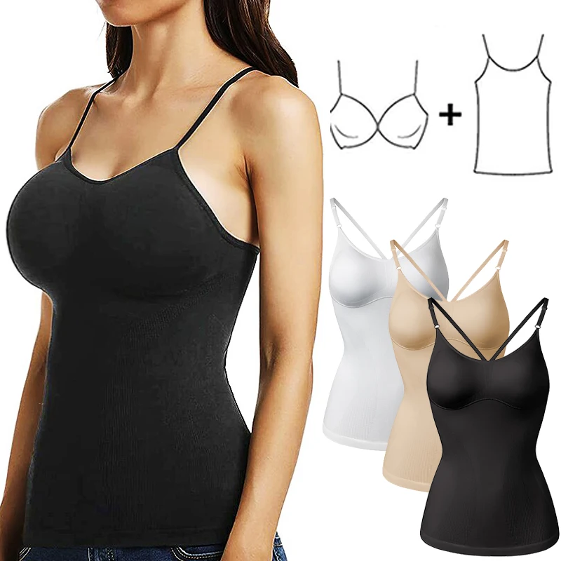 Plus Size Camisole for Women Tummy Control Cami Shaper Seamless Compression Tank Top Waist Cincher Shapewear for Women