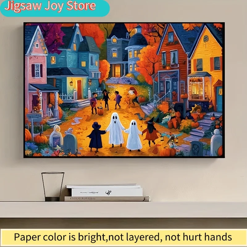 1 Box(500pcs) Puzzles for Adult Monster Gathering in Halloween Autumn Scenery Applied for Party Games & Activities - Vibrant M