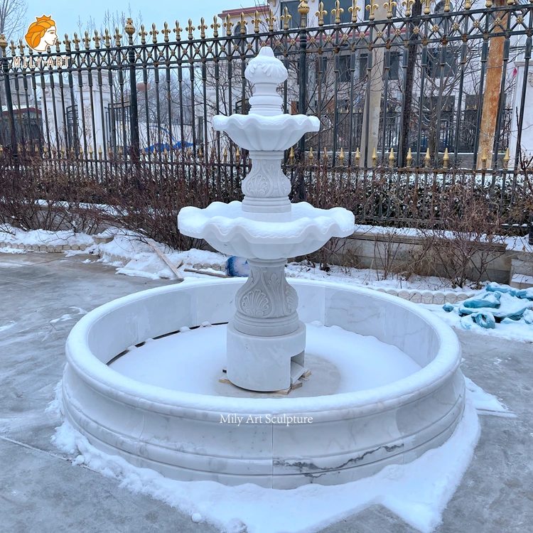 نافورة مياه رخامية للحديقة على الطراز الأوروبي في الهواء الطلق للبيع