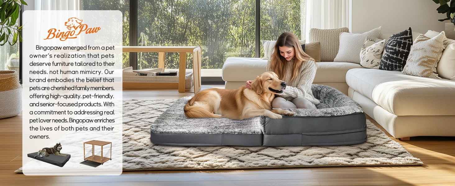 180cm Giant Dog Bed, Human Size Foldable Orthopedic Pet Bed with Plush Cover, Extra Large Calming Dog Mattress