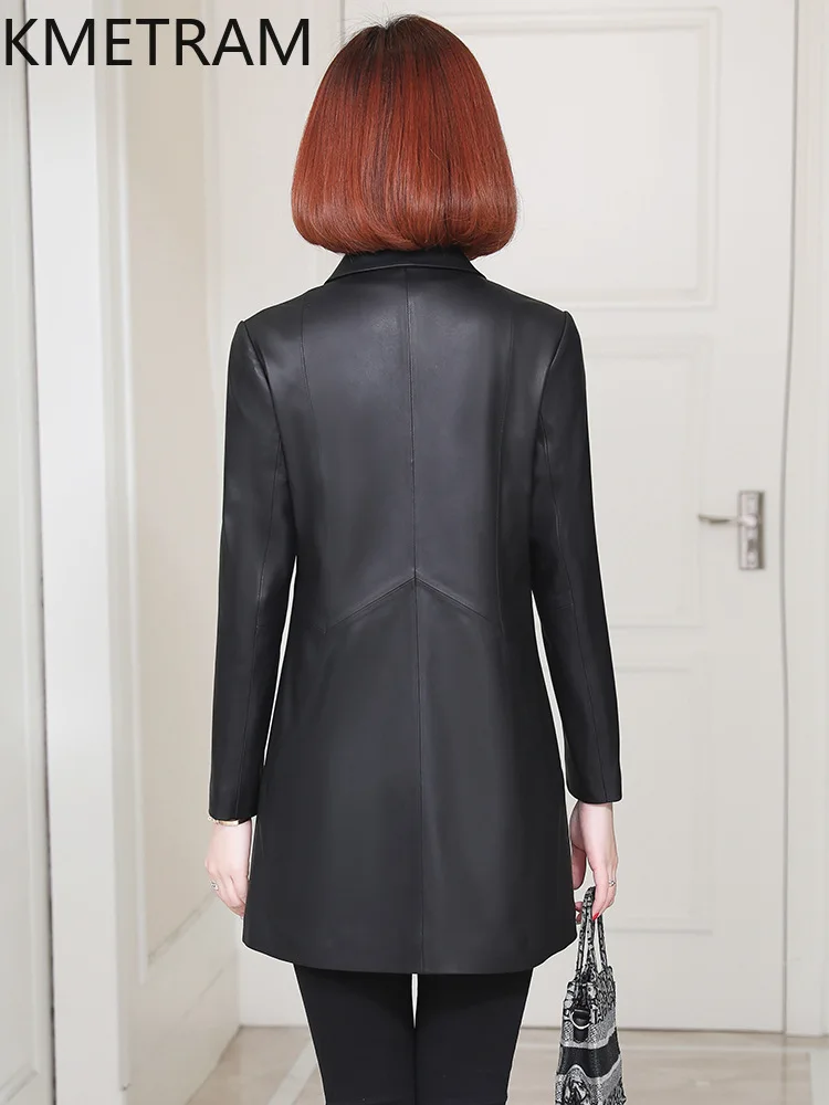 100 % natürliche Schaffelljacke für Damen, mittellang, schwarze Echtlederjacken für Damen, neu in Oberbekleidung, Herbstkleidung, 2025 Pinterбка