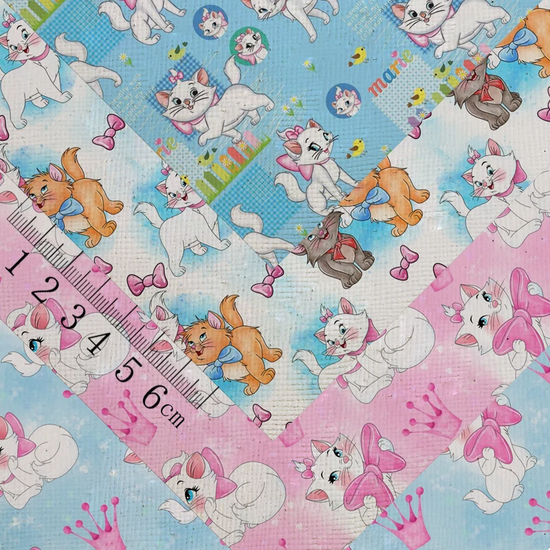 cartoon A4 sheet movie print marie cat faux synthetic leather sheet for bow and bag material 4424