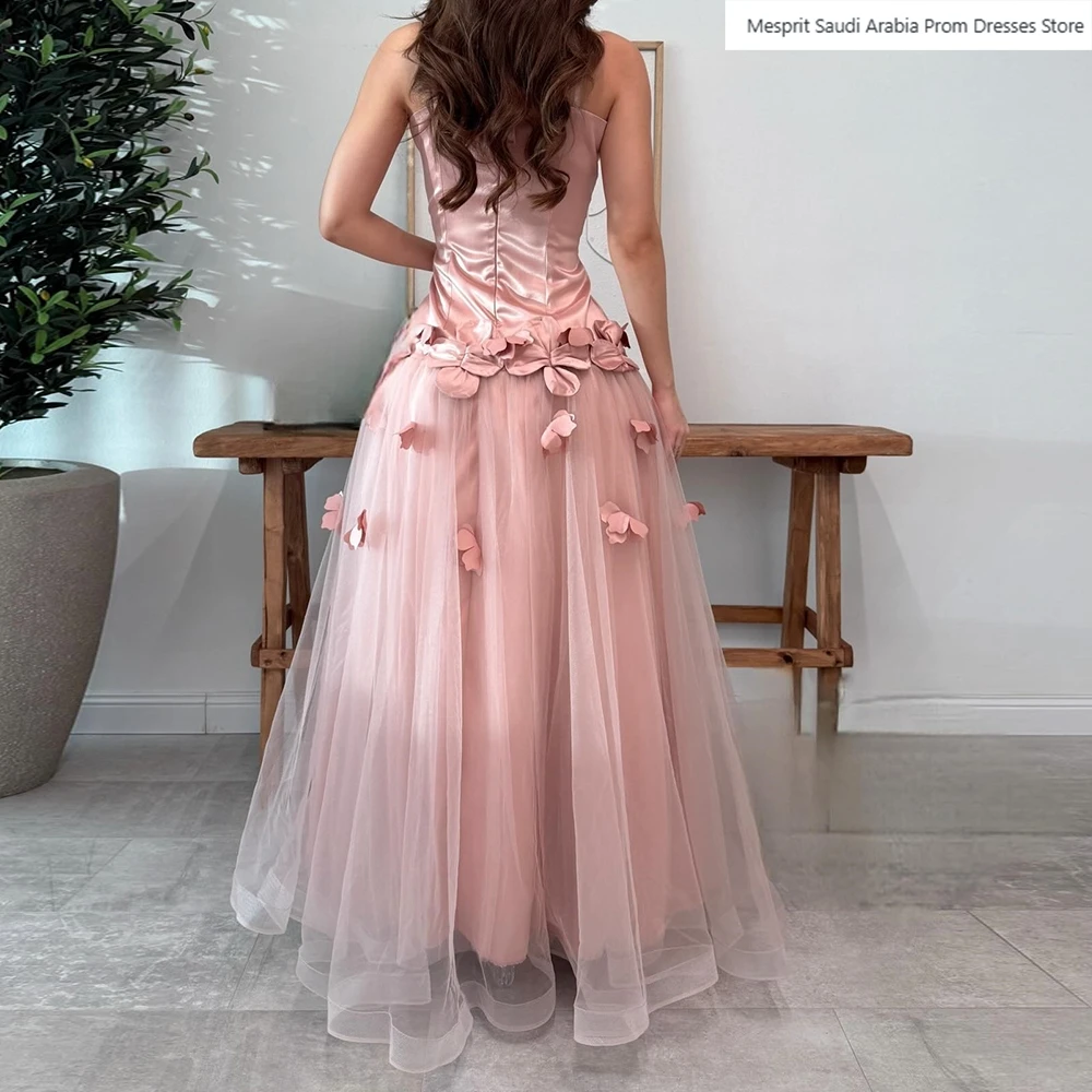Women's A-line Evening Dresses Floor-length Spaghetti Strap Sleeveless Prom Gown Fashion Flowers Simple Draped Customized Gowns