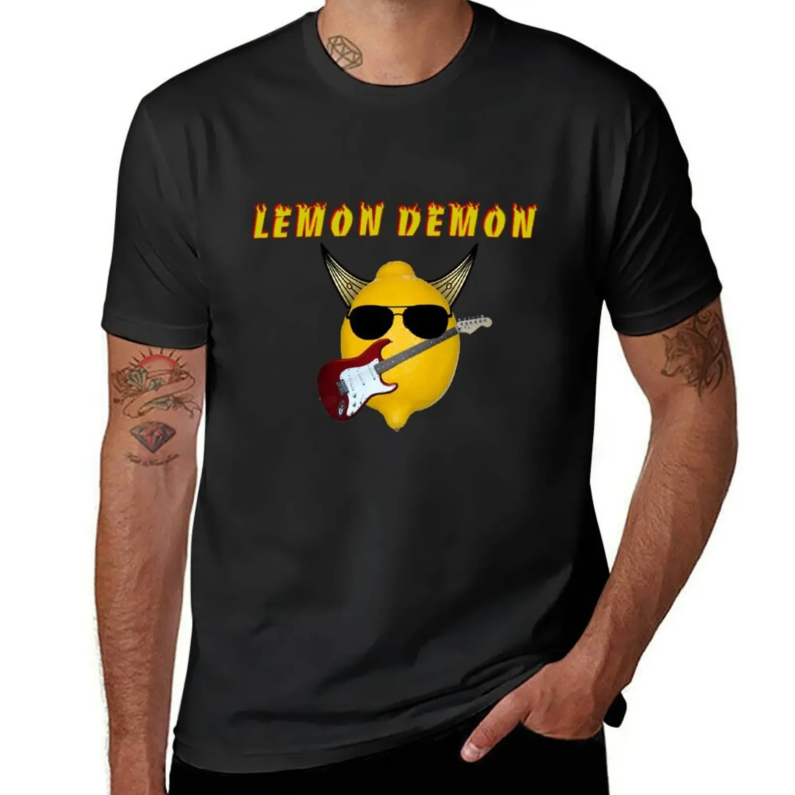 Yellow Lemon Demon - Cool and Quirky Illustration of Lemon with Glasses and Guitar - Perfect for Music and Fruit Lovers T-Shirt