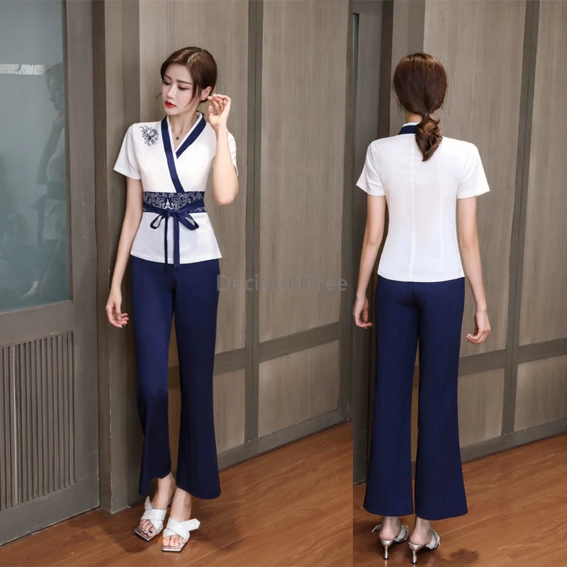 2025 ช่างเสริมสวยเสื้อผ้าทํางานผู้หญิงอินเทรนด์สุขภาพPreservation Clubสปาชุดแช่เท้าและเท้าTherapyช่างเสื้อผ้า