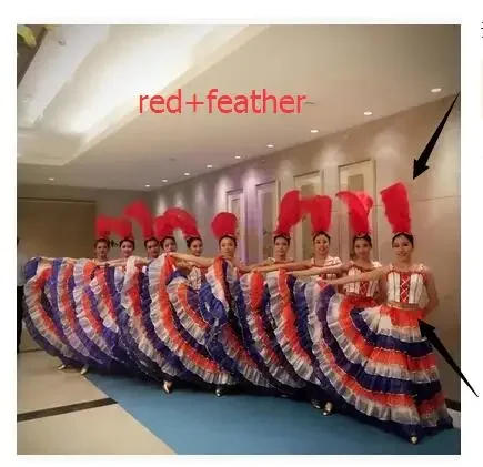 Vestido Espanhol de Samba Flamenco Feminino, Vestido Cancan Francês De Palco, Abertura Performance De Dança, Show Clássico