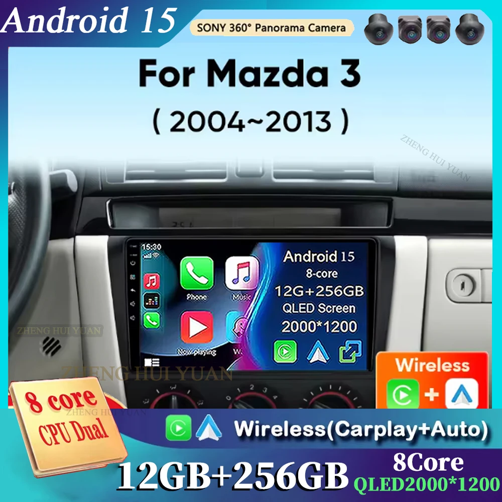 

Android 15 для Mazda 3 BK BL Series 2004-2013, автомобильный радиоприемник, беспроводной Android Auto Carplay, автомобильный мультимедийный видеоплеер, 2 Din