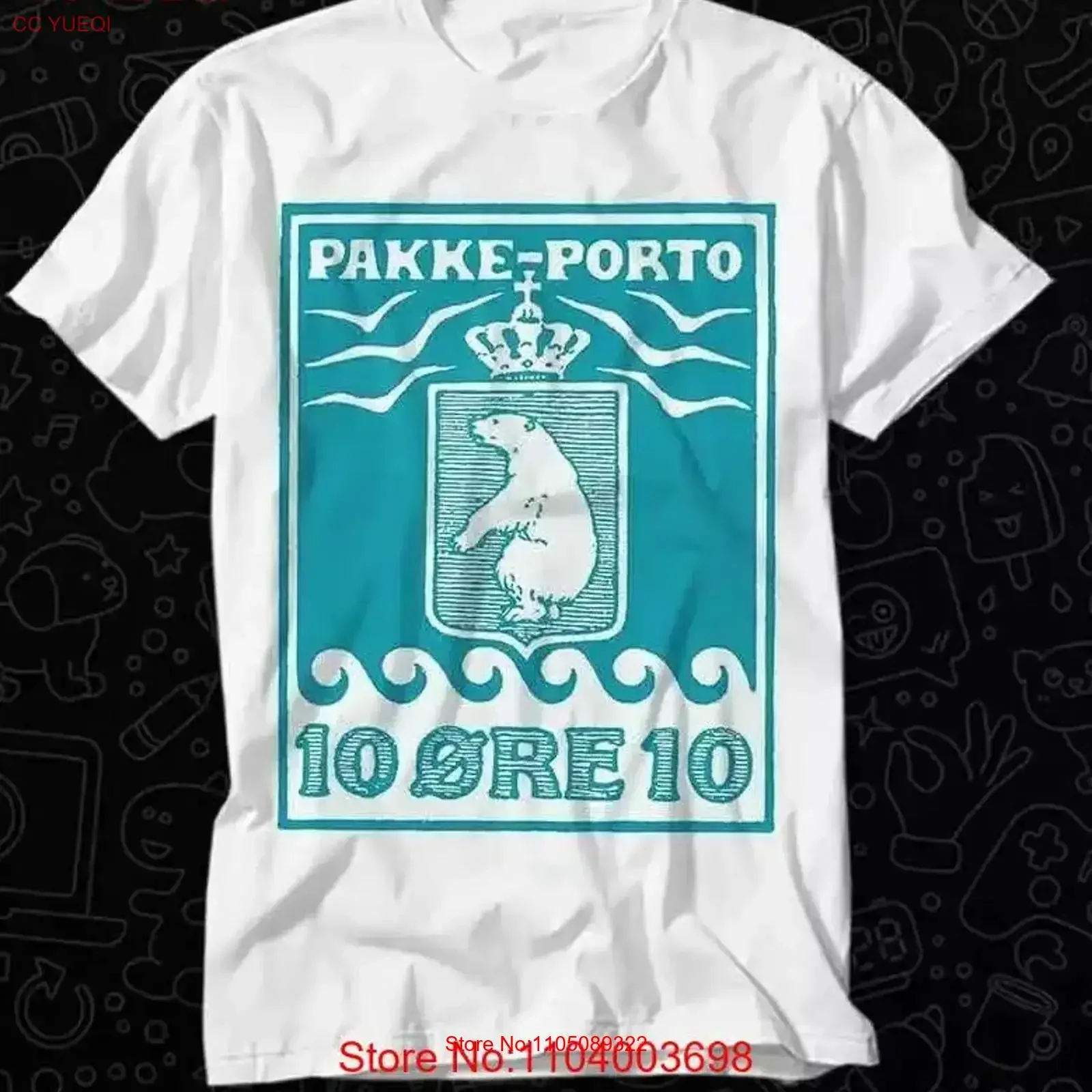 

1905 Greenland Polar Bear Pakke Porto Stamp T Shirt vintage Washed Casual Breathable streetwear Soft designer clothes Unisex