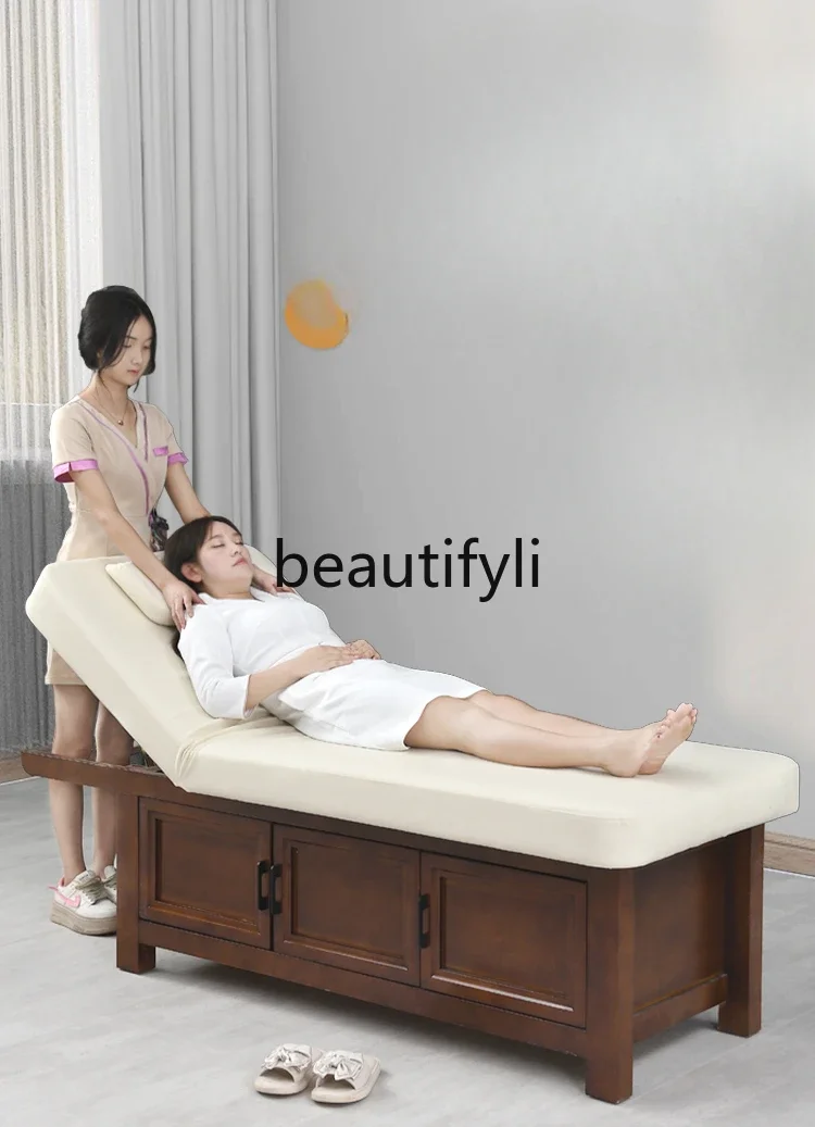 

Solid wood beauty bed latex massage massage massage multi-functional heating constant temperature SPA physiotherapy bed