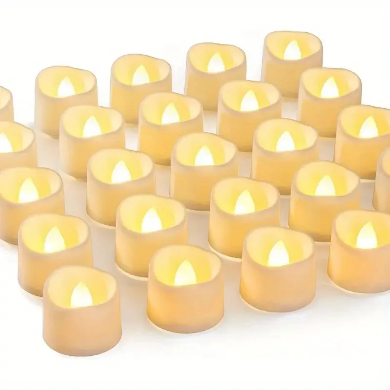 48-Pack Flickering Flameless Tea Lights Candles - Battery Operated LED Votive Candles for Table Centerpieces, Weddings, Proposal