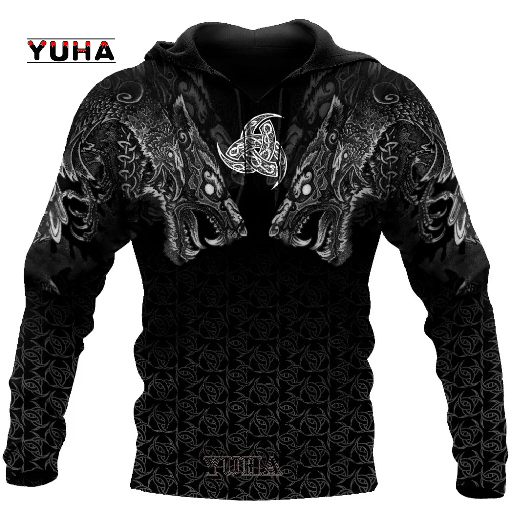 Fenrir-Sudadera con capucha con estampado 3D de lobo para hombre y mujer, suéter de lujo con estampado de Lobo, chaqueta informal, ropa deportiva