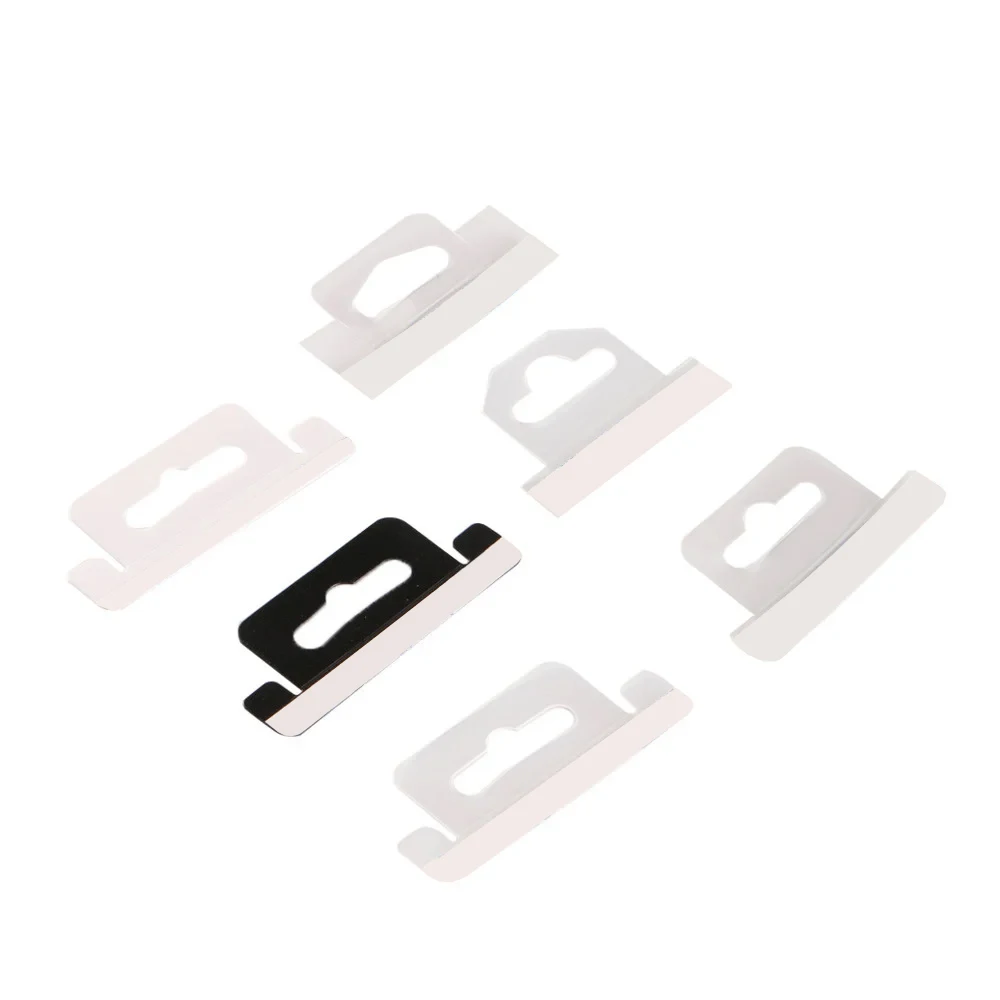 Bulk Hang Tabs With Euro Hole Adhesive, Black Clear Hanging Tab Merchandise Package Box Bag PVC Hangers Peghook Plastic Display