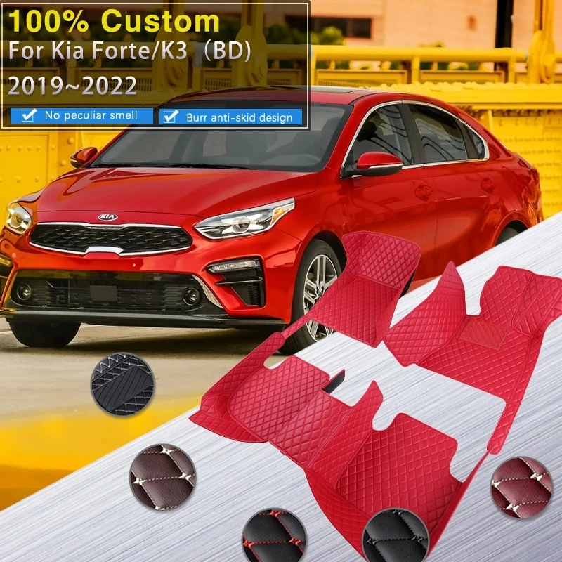 

Car Mats For Kia Forte Cerato K3 BD MK3 2019~2022 Anti Dirty Pad Luxury Leather Floor Mat Durable Rugs Carpet Car Accessories