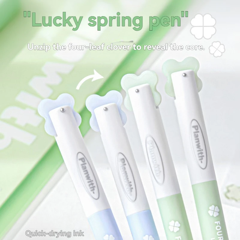 

1PC Clover Lucky Rotating Pen Decompression Rotating Neutral Pen High Beauty Ins Wind Black Pen Fast Drying Smooth