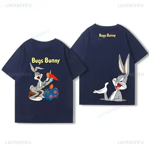 Klassisk Bugs Bunny-mönster T-shirt Herr Dam Sommar Bomull Casual Andningsbar Kortärmad Vintage Rund Hals Mode Enkla Toppar 8 best sales Bugs Bunny T-shirt - №4