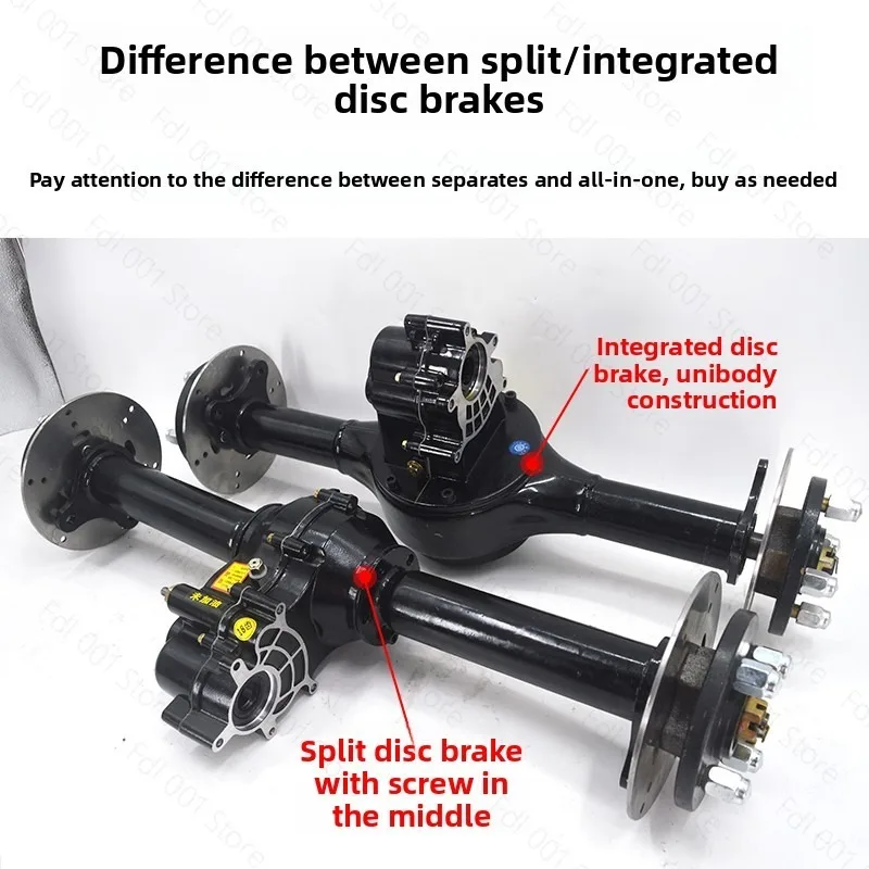 Electric Tricycle Disc Brake Rear Axle Assembly, Split Variable Gear Low Speed Construction Vehicle Flatbed Car Accessories