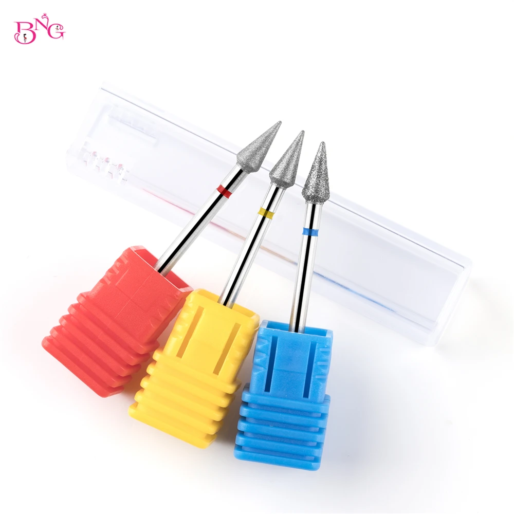 BNG 2Pcs Diamond Nail Drill Bits Professional Cuticle Nail Bits for Acrylic Gel Nails Cone File Bit for Nail Art  Manicure