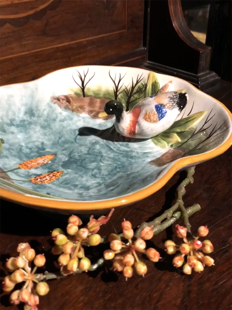 Jubao Pan Duck White Goose Ceramic Candy Bowl Fruit Snack Bowl Fruit Bowl Guazi Candy Bowl