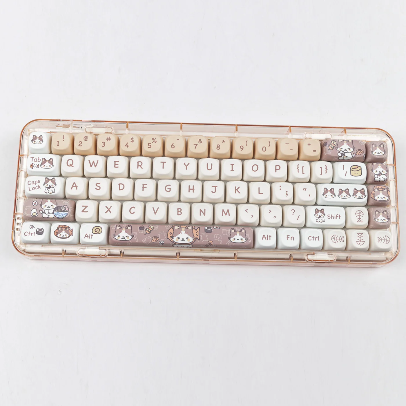 

Little Meow Eats Japanese Food MOA Height Keycap MAC Cute Square Sublimation Ningzhi 68 75 98 S99 104