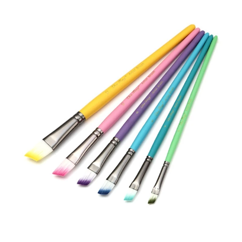 6 szt. Pędzle nylonowe pędzle akrylowe do akwareli olejnej akrylowej