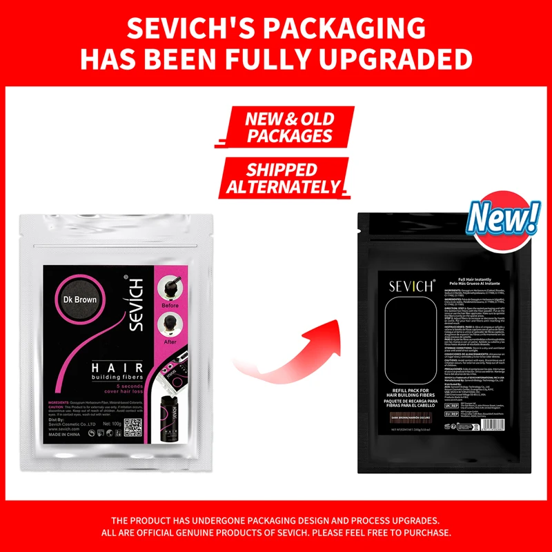 Serat Rambut Sevich 100g 10 Warna Serbuk Serat Keratin untuk Menambah Volume Rambut, Penambah Pertumbuhan Rambut Instan, Isi Ulang 50g Produk Perawatan Rambut