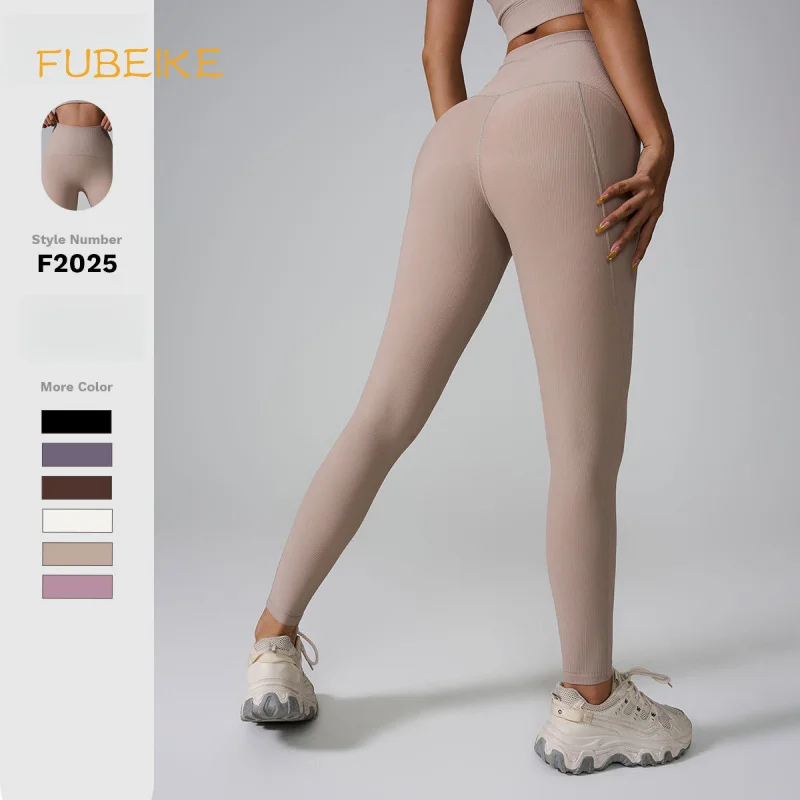 FUBEIKE Seamless Solid Color Tight Pants Thermal Leggings Women Legging Femmes Tights For Girls Line High Waist Hip Trousers