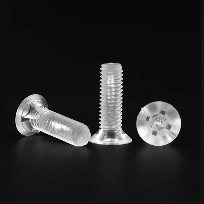 yes1000PCS  M3*4/5/6/8/10/12/16/20/25MM Transparent Acrylic Flat Cross Recessed Countersunk Head Machine Screws clear Screw Fast