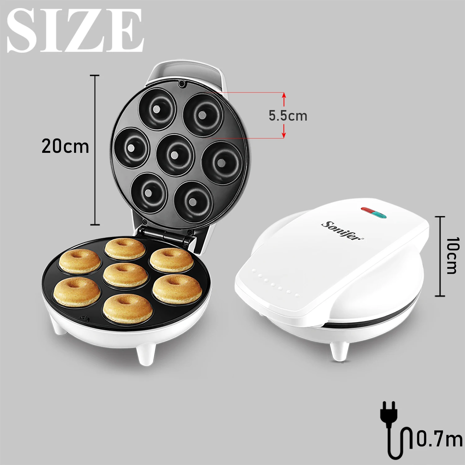 750W Electric Donuts Maker Machine Kitchen Breakfast Maker 7 Donuts Non-stick Coating Plate For Gift 220V Sonifer