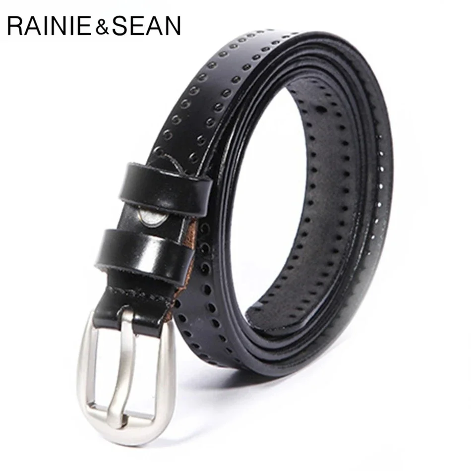 

New Design White Belt Women Real Leather Chain Pin Buckle Belt Female Classic Genuine Leather Cowhide Ladies Thin Belt Holes