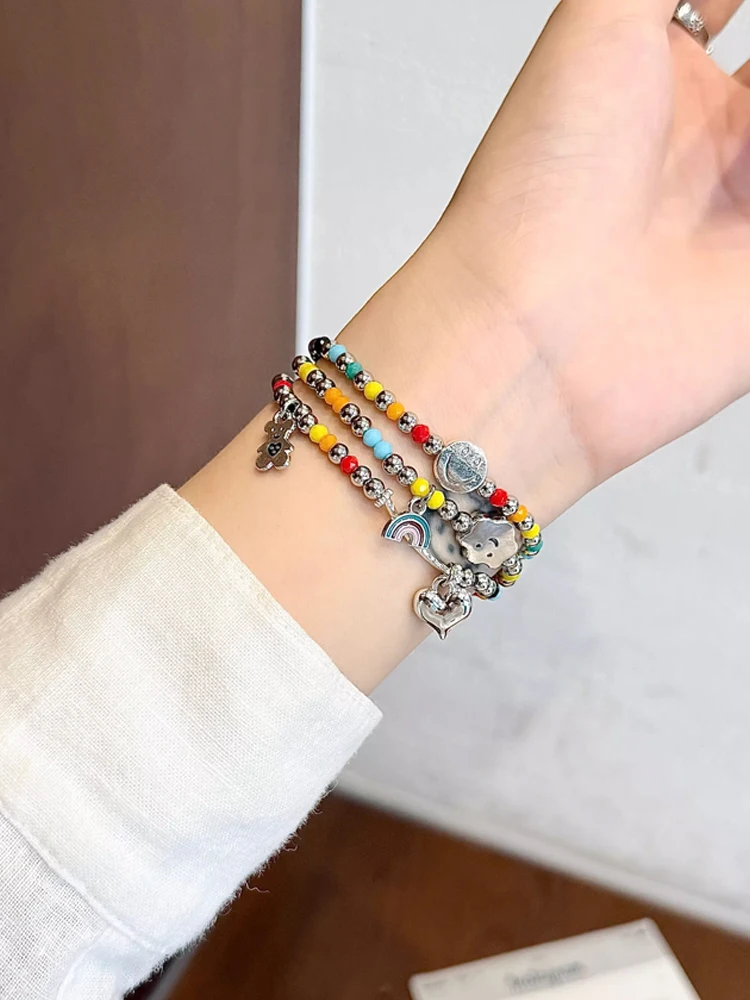 Милый Радужный ремешок для Apple Watch Ultra 10 9 8 7 6 5 4 Металлический женский браслет-ремешок для iWatch 38 мм 40 мм 41 мм 42 мм 45 мм 46 мм 49 мм