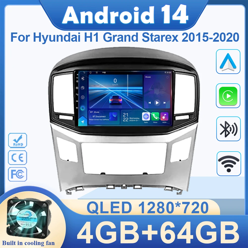 Car Radio Android 14 For Hyundai H1 Grand Starex 2015-2020 Multimedia Video Player Navigation 4G Carplay Auto Stereo RDS 2 Din