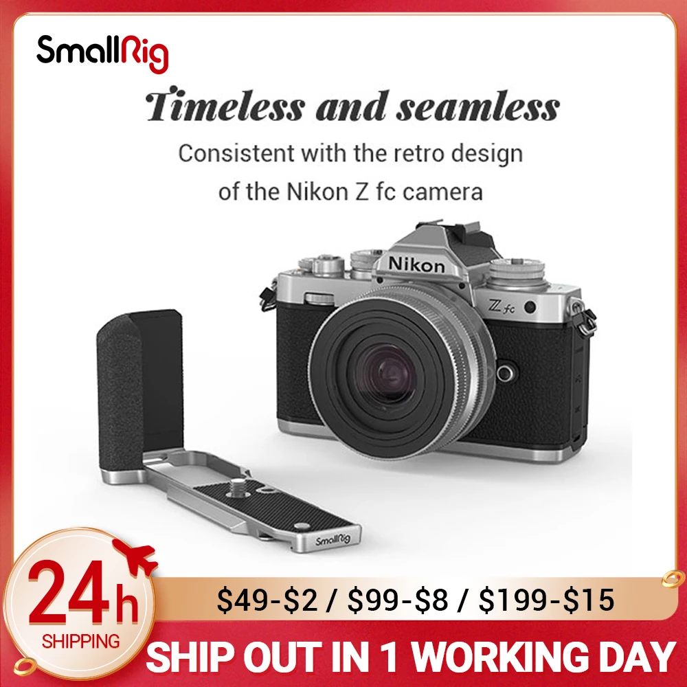 كاميرا صغيرة الحجم شكل L هيكل قفصي الشكل للكاميرا قبضة تلاعب لنيكون Z FC كاميرا 1/4 الخيوط ثقب مقبض جانبي كاميرا الكتف حزام الملحقات 3480