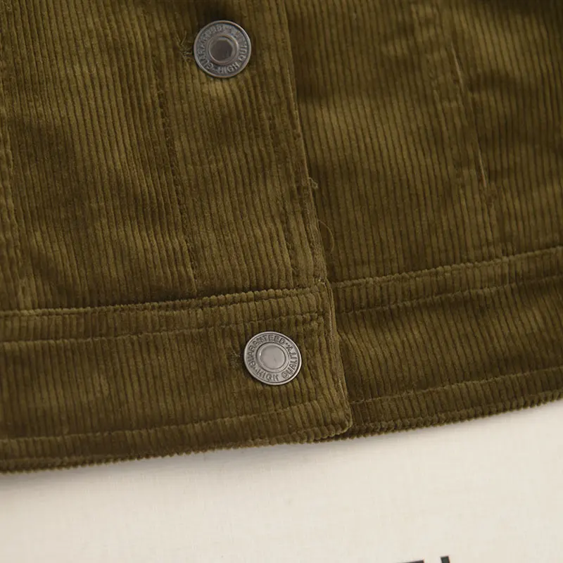 Casaco Casual F Estilo Vintage Slimming Versátil Jaqueta de Corduroy Moda de Inverno Com Fechamento de Botão de Manga ...