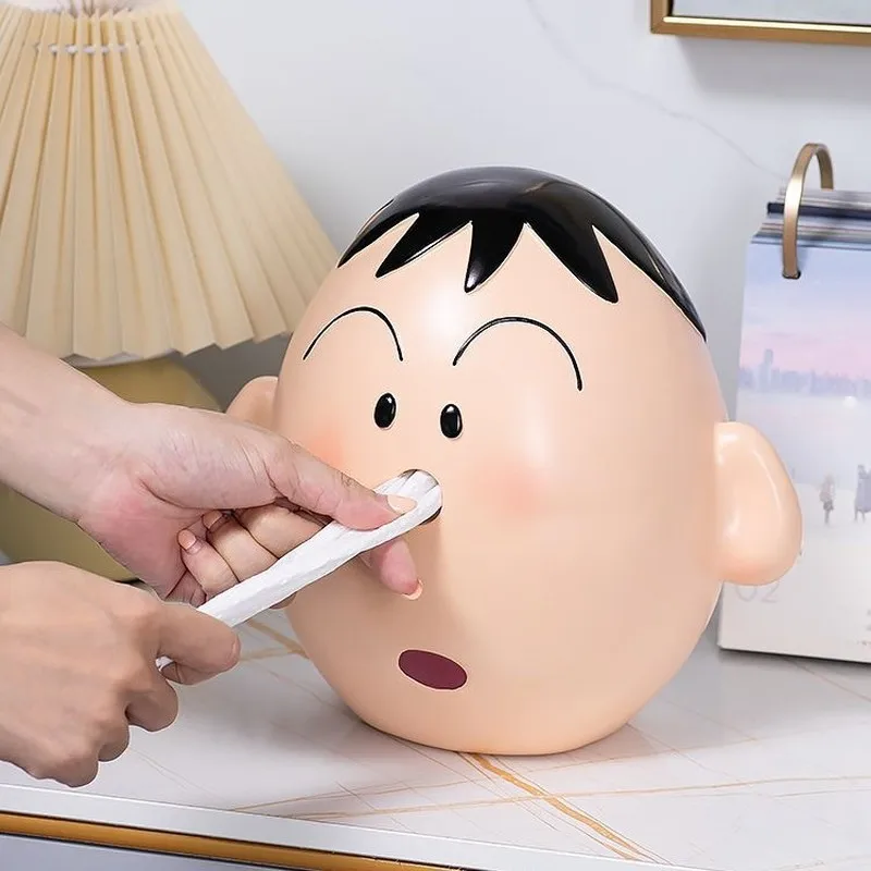 Kawaii Crayon Shin Chan Cartoon Paper Roller Creative Household No-Punch Tissue Box Wall Mounted Tissue Box For Kitchen Bathroom