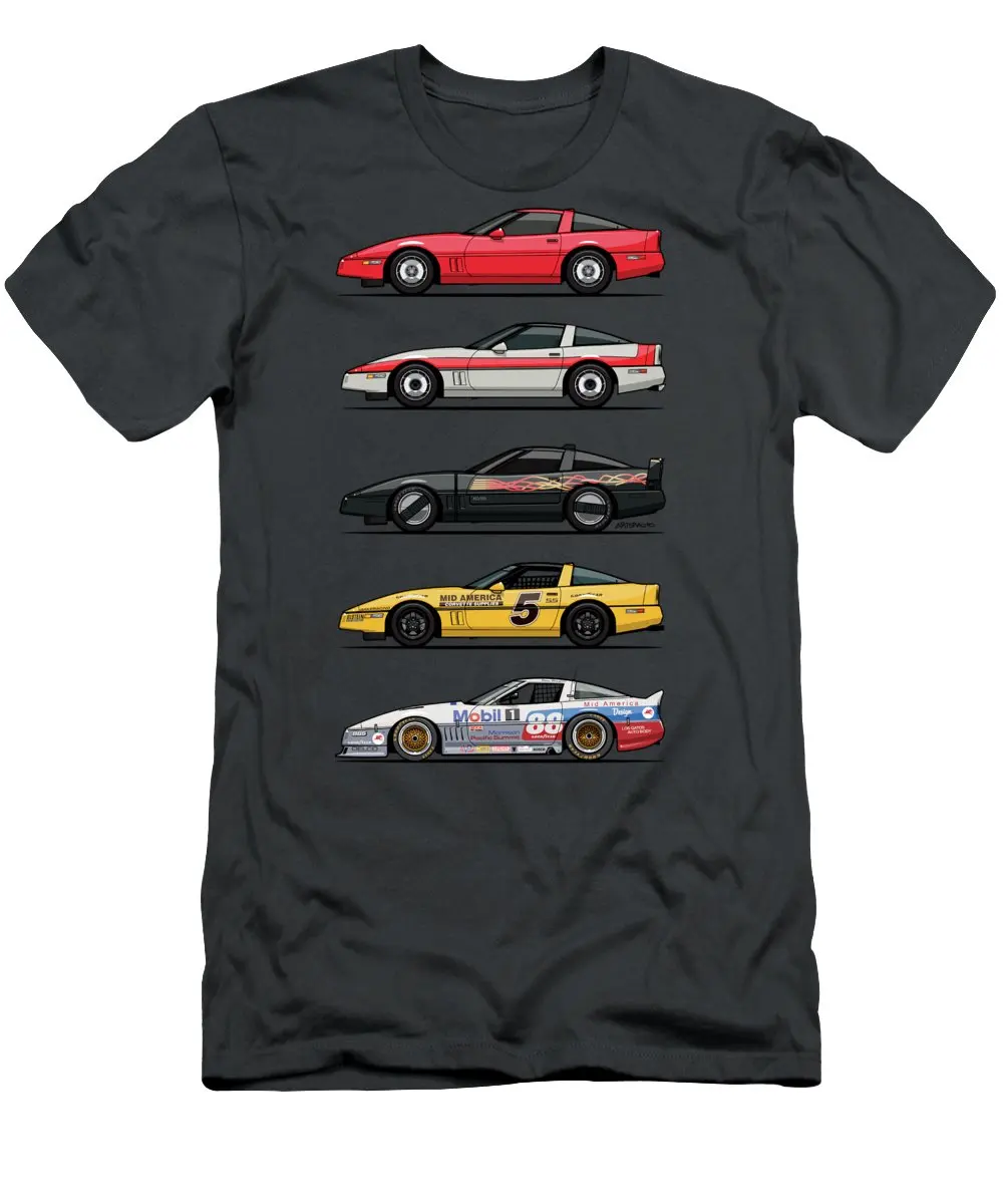 Stack of Bowtie C4 Corvettes Coupes And Racecars T-Shirt