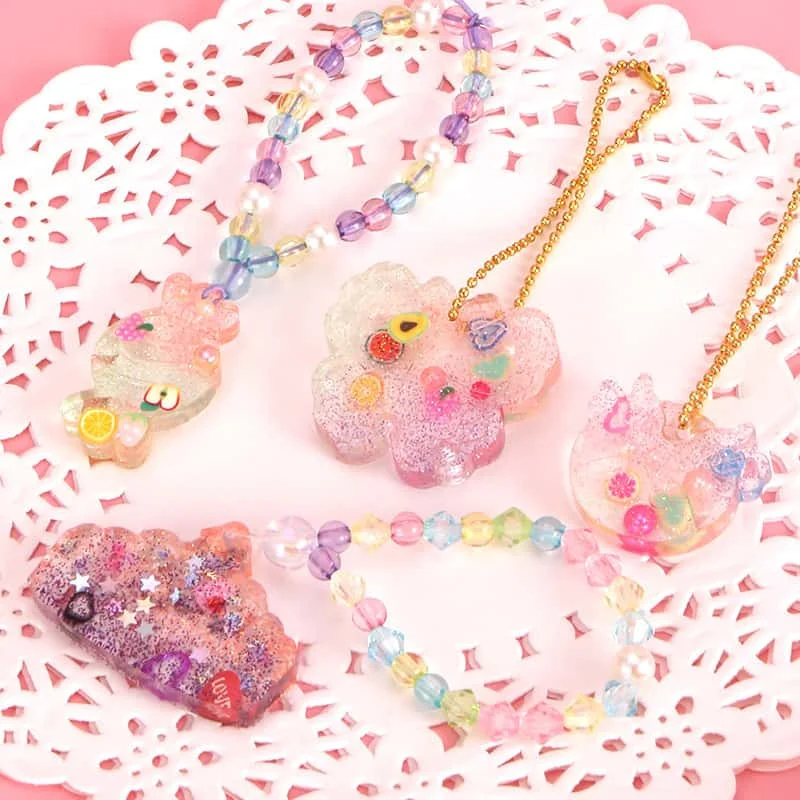 Kit de Arte con Pegamento de Cristal para Niños, Set de Manualidades para Hacer Llaveros, Kit Creativo para Hacer Joyería Hecha a Mano, Juguetes para Niñas, Regalos de Cumpleaños