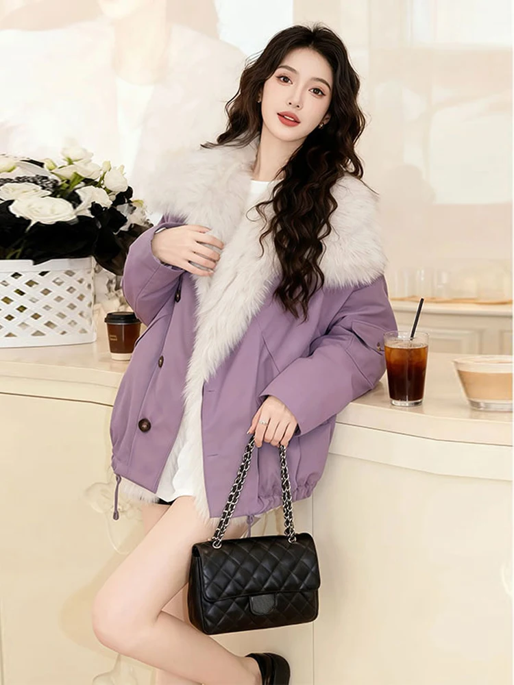 

Утепленная хлопковая куртка для женщин: модная зимняя новинка с пэчворком и меховой отделкой, утепленная хлопковая сэндвич-куртка