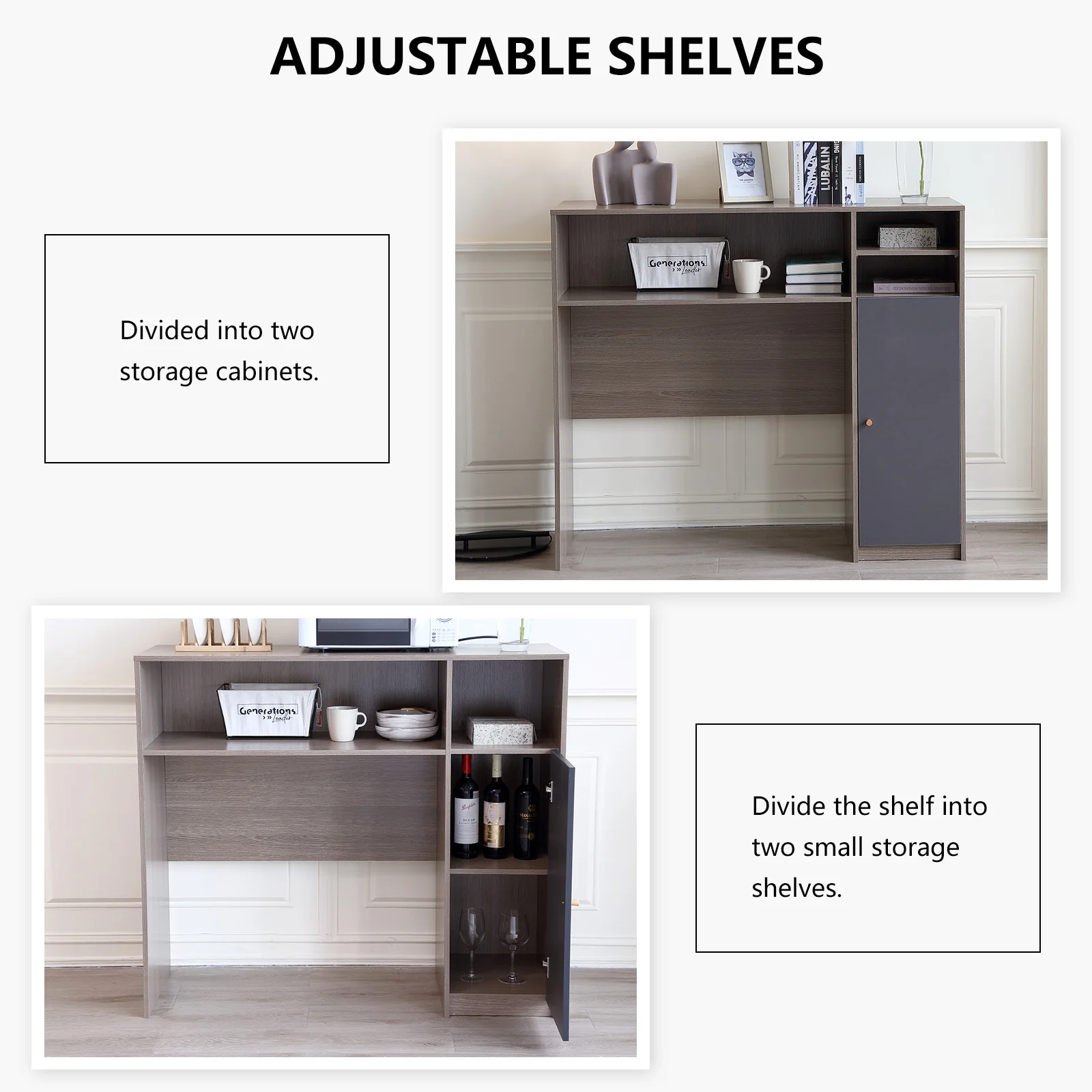 Armoire de Rangement avec Étagère, Buffet, Garde-Manger de Cuisine Moderne, Armoire de Rangement de Table Pliante