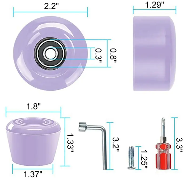 

ABJV, 8 шт., 32 x 58 мм, колеса для скейтбординга 82A с подшипниками, 2 заглушки, запасные части для наружного или внутреннего использования