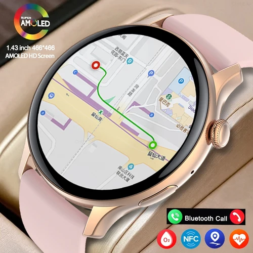 Reloj inteligente AMOLED 2024 para mujer, pantalla siempre muestra el tiempo 466*466 HD, rastreador de salud, llamadas de voz, reloj inteligente para mujer para Xiaomi