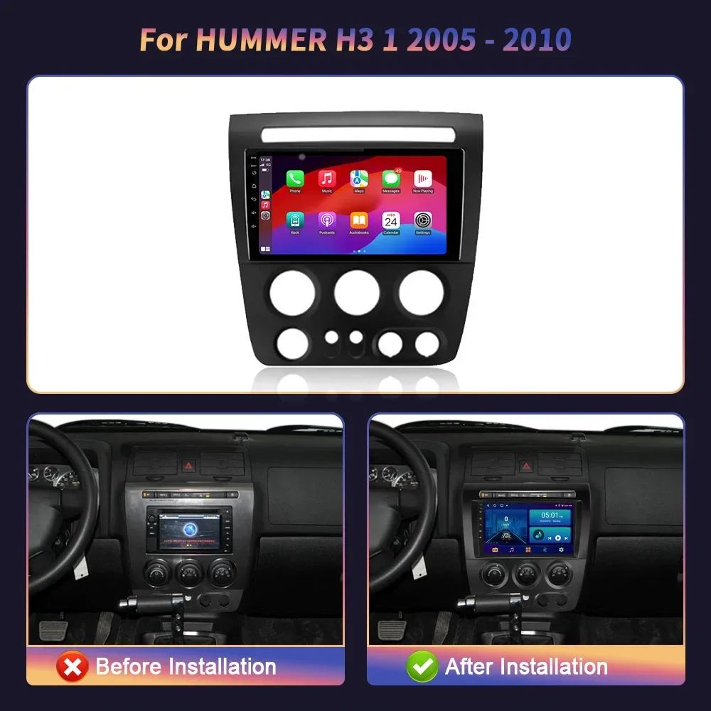 For Hummer H3 1 2005-2010 Android 14 Head Unit GPS 4G Wireless Carplay Stereo Car Radio Central Multimedia Navigation Screen