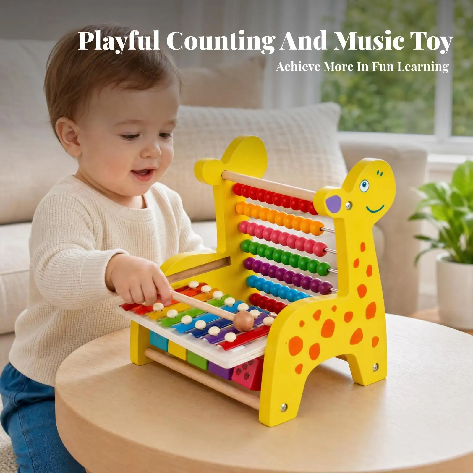 deer-shaped-activity-toy-painted-yellow-wooden-bead-orange-spots-for-young-children