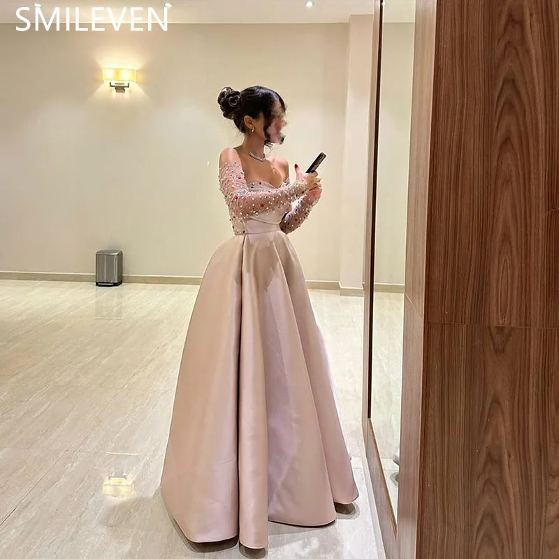 

Smileven A-line Applique Luxury Prom Dress Saudi Arabia Elegant Formal Evening Gowns فساتين سهر Wedding Party Dress Customized