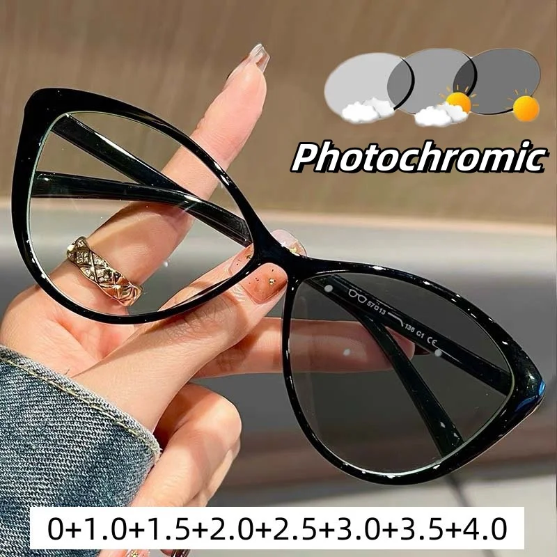 

Cat Eye Blue Light Blocking Reading Eyewear Ultra Light High Definition Presbyopia Vintage Ultra Light Photochromic Goggle