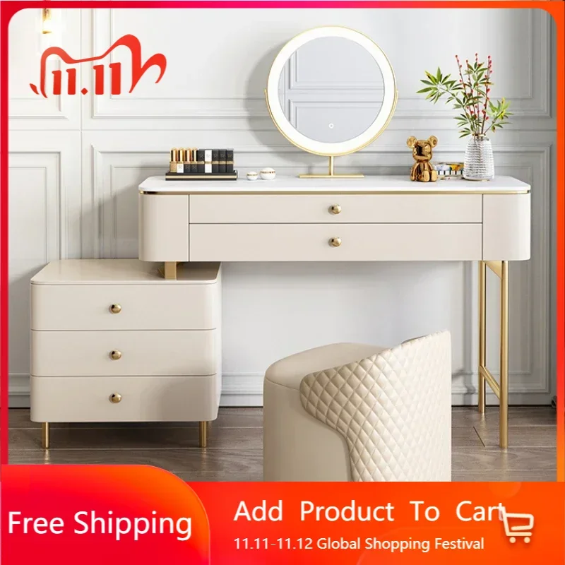 Storage Luxury Vanity Table With Mirror Chair Drawer Makeup Dressing Table Aesthetic Modern Schmink Tisch Dressers For Bedroom