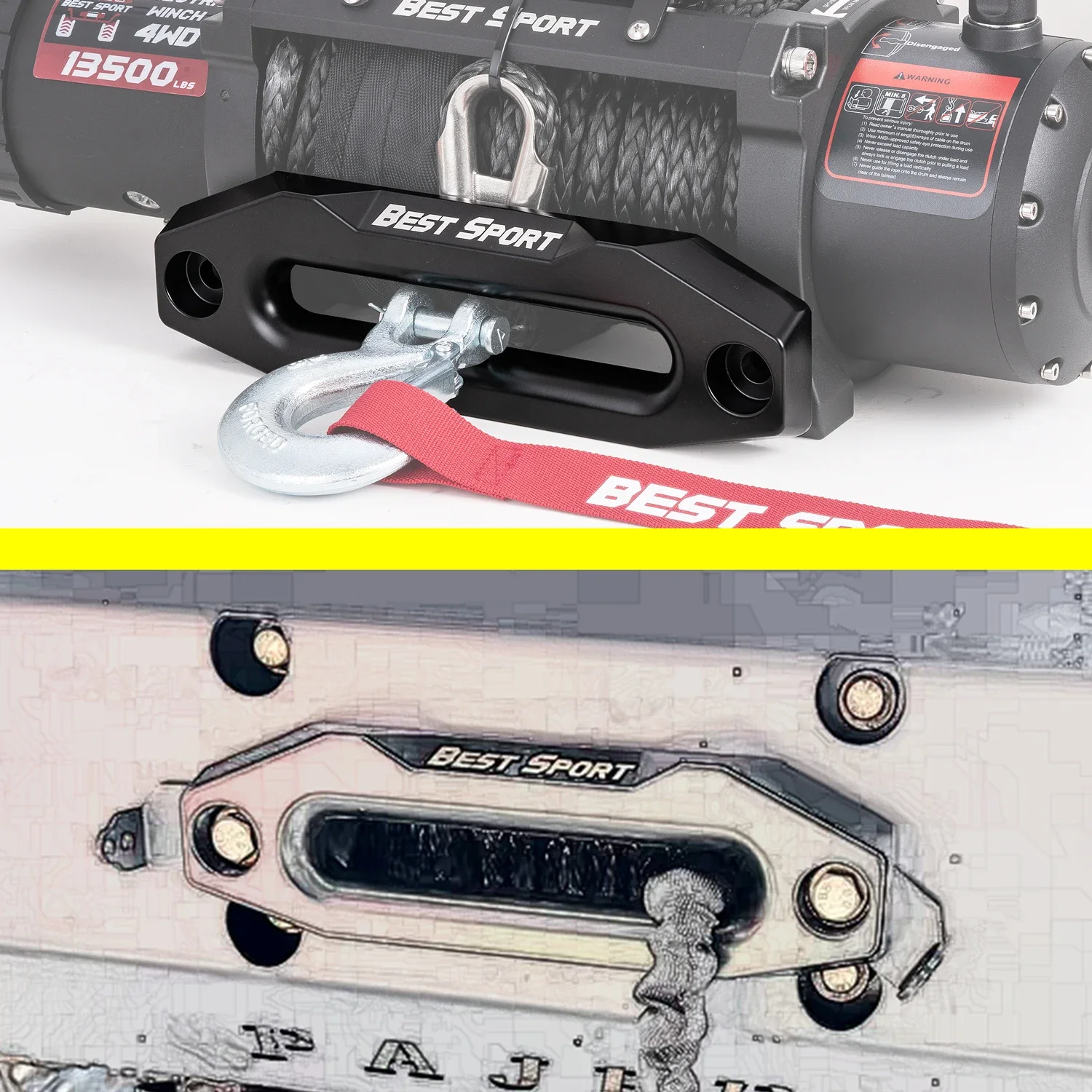

ЛУЧШИЙ СПОРТ 8000-20000 фунтов, лебедка, алюминиевая Hawse Fairlead, 10 дюймов (254 мм) для синтетической веревки для внедорожника, квадроцикла UTV