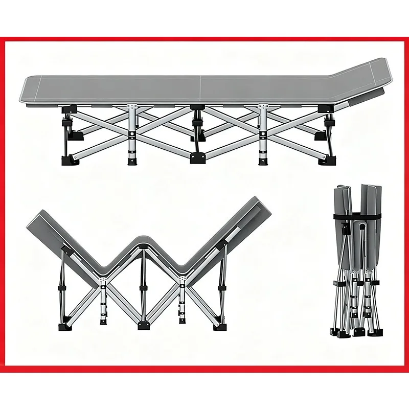 Outdoor Folding Cot, Portable Single Folding Bed, Office Nap Bed for Lunch Break