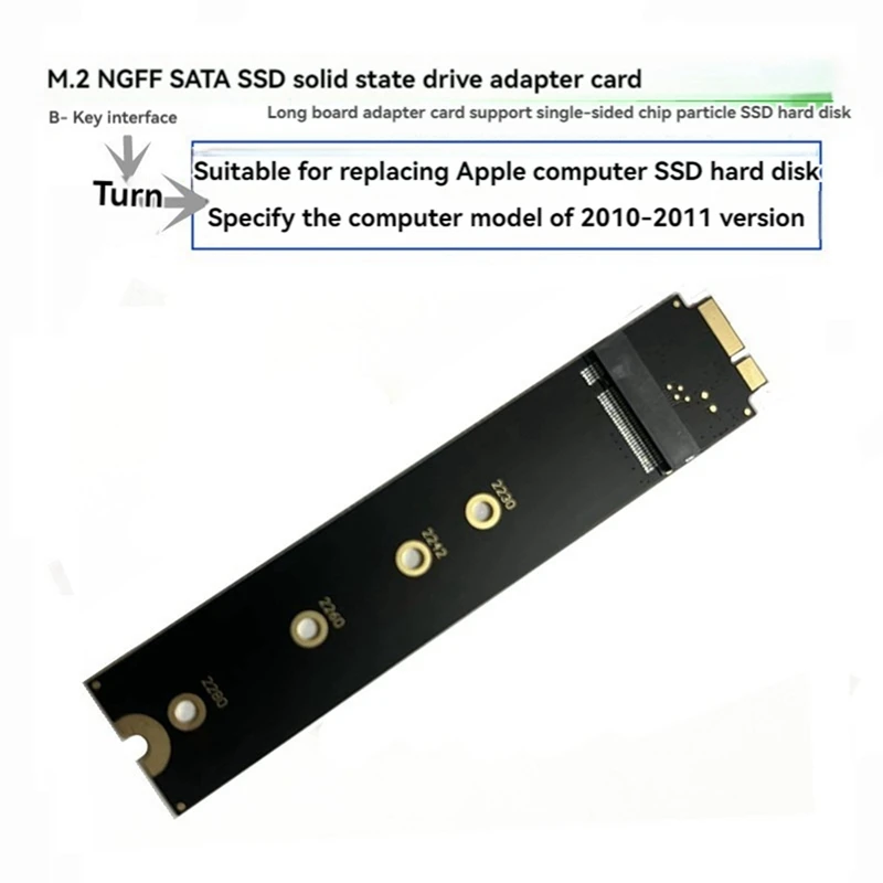 Adapter Card for Air A1370 A1369 2010 2011 to M.2 NGFF SATA SSD Converter Support 2230 2242 2260 2280 M2 SSD view 2